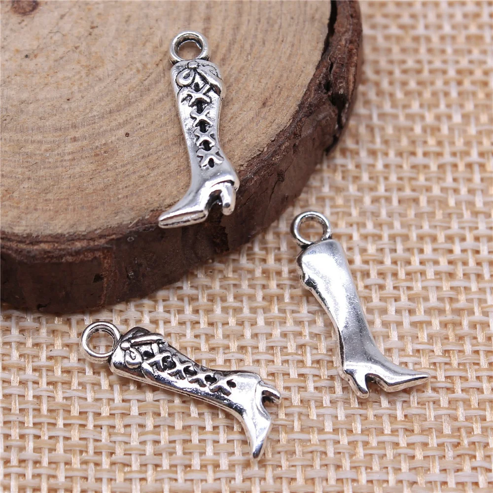 

Pendants For Earrings 20pcs 19x8mm Antique Silver Color Boots Charms