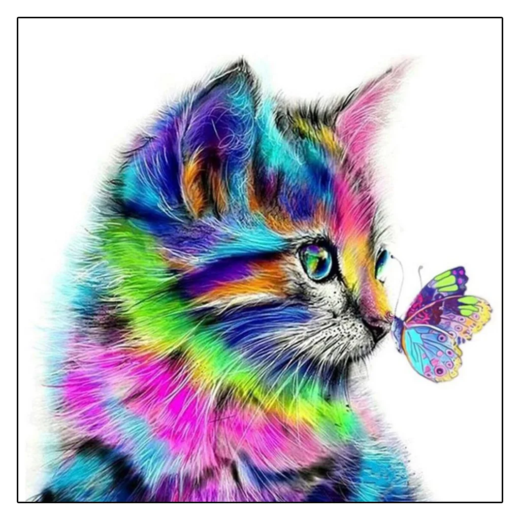 

DIY flower cat 5D fine point full drilling new products Diamond sticker