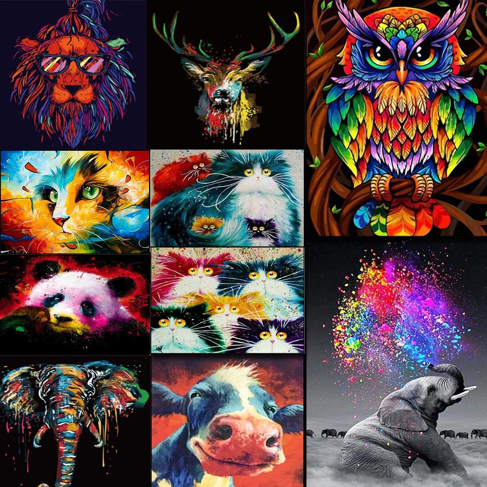 

Kit DIY Painting Frame Diy Painting By Numbers Animals Colorful Owl Modern Wall Art Picture Acrylic Paint By Numbers For Gift