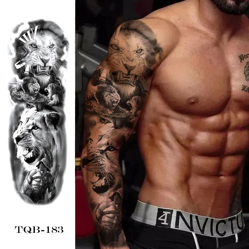 

Tattoos And Body Art Man Thigh Temporary Tattoo Marker Dragon Rose Flower Large Waterproof Body Art Full Praying Tattoo Edges