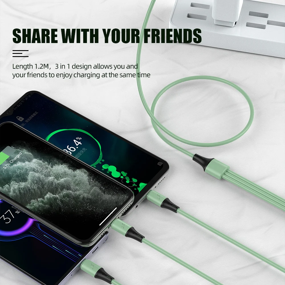 ! USB-кабель ACCEZZ 3 в 1 для iPhone 11 XS Pro Max 8 Plus Samsung S10 Xiaomi Redmi Note 5 USB C Pin зарядный кабель Android
