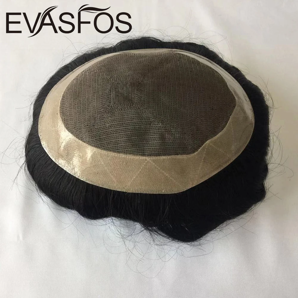 EVASFOS тонкие моно натуральные человеческие волосы парик прозрачный мужской