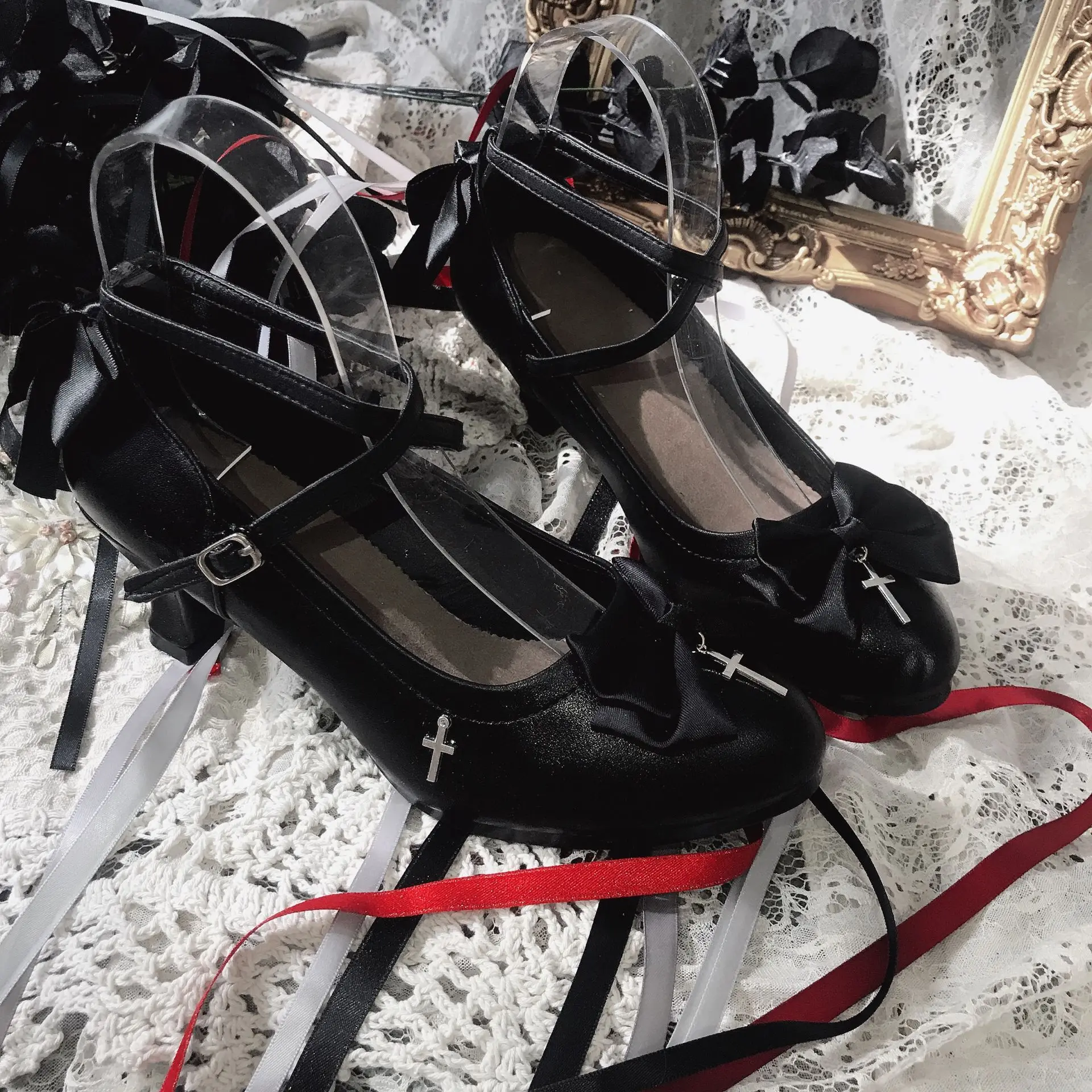 Туфли Lolita на высоком каблуке в готическом стиле с бантом для принцессы кавайная