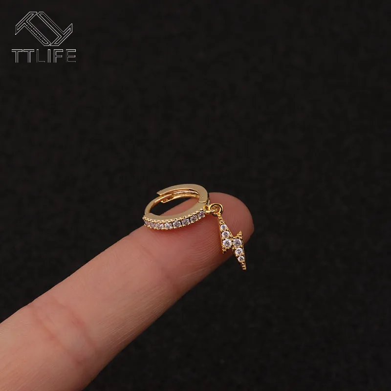 TTLIFE креативные серьги стразы инкрустированный обруч с молниями двухсторонний