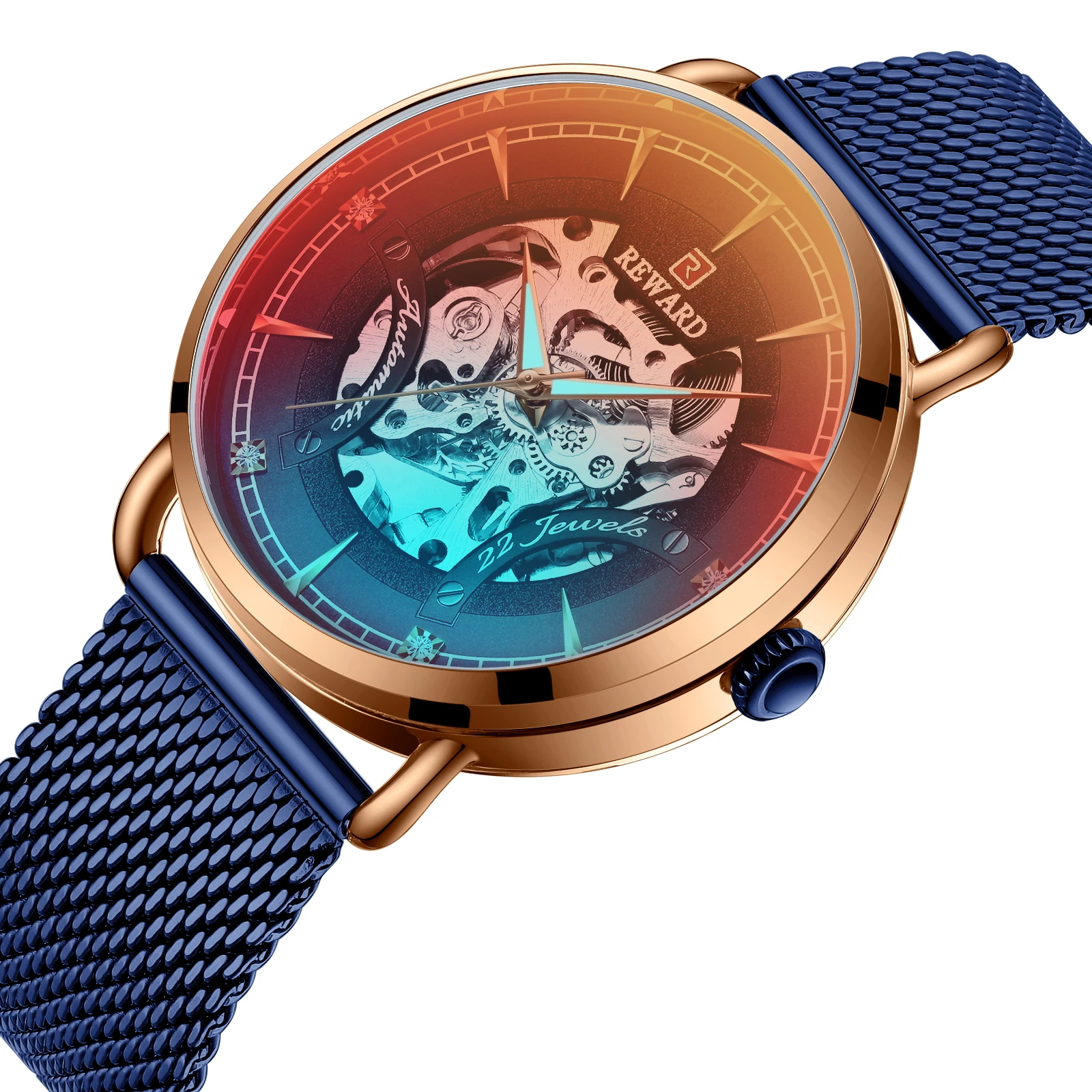 

Reward Luxury Men Watches Top Brand Men Automatic Mechanical Color Watch Waterproof Mechanical-Watch Stainless Steel Strap