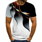 Мужская летняя футболка с 3D-принтом пламени, повседневная спортивная уличная одежда в стиле Харадзюку с короткими рукавами и круглым вырезом, 2021