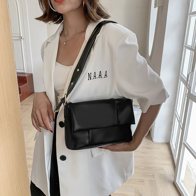 

Новинка 2021, стильная дамская сумочка, модная сумка в простом стиле, сумка на плечо в стиле ретро, сумка-мессенджер на широком ремешке, дизайн...