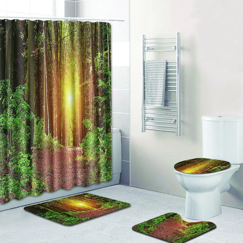 Zeegle 4 шт. набор для туалета Нескользящие Ванная комната коврик душ коврики