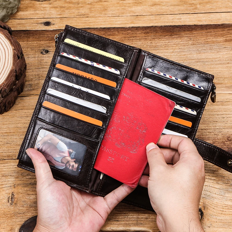 Длинный кошелек Contact's из натуральной кожи для мужчин повседневный мужской