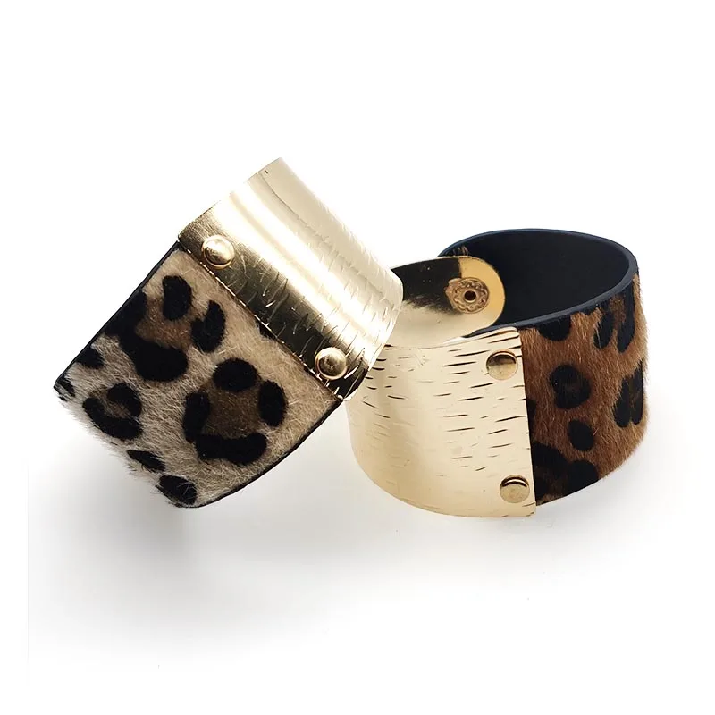 Модные леопардовые панковские браслеты для женщин 2020 винтажный кожаный браслет