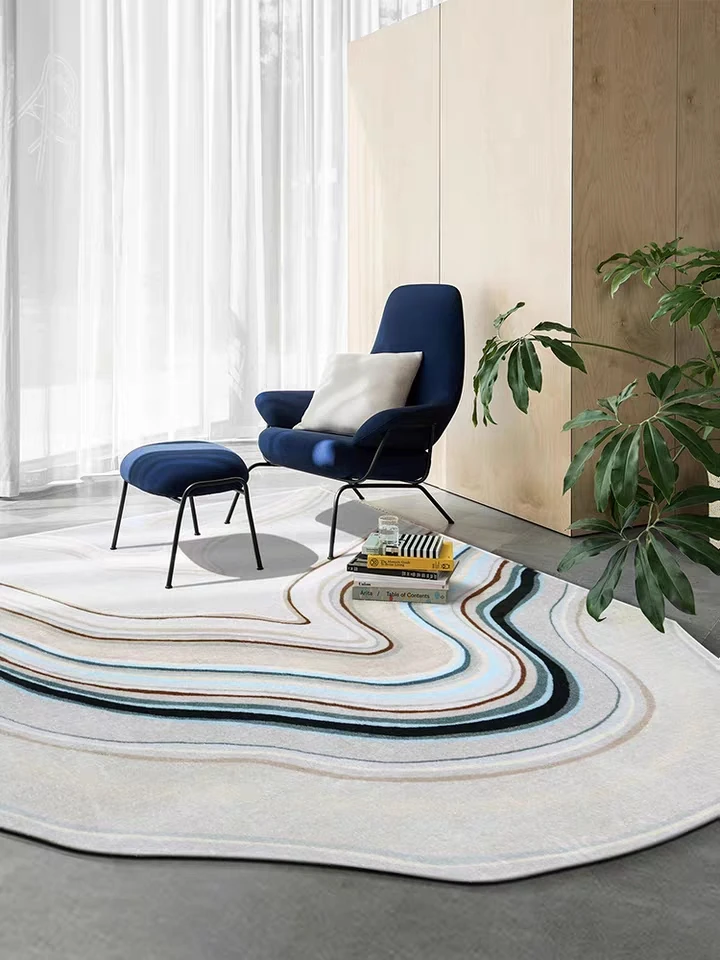 Post modern style irregular shaped abstract art are rug big size Nordic decoration woven living room carpet | Дом и сад