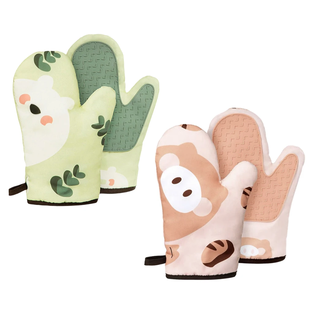 

2Piece Oven Mitts Microwave Gloves BBQ Gloves Heat Resistant Kitchen Gloves Kitchen Barbecue BBQ Microwave Gloves