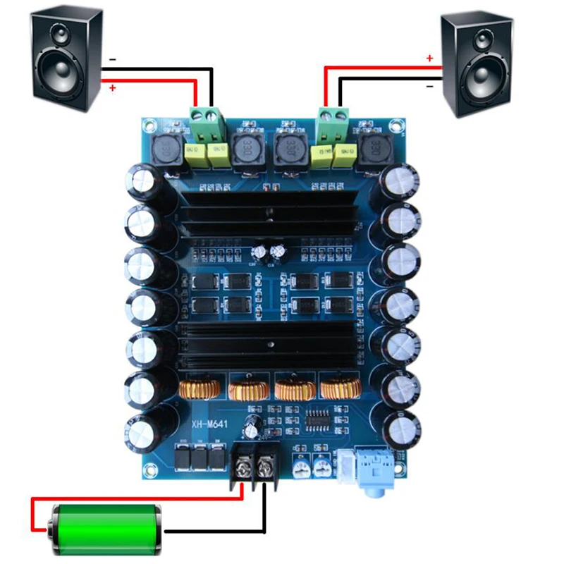 XH-M641 TPA3116D2 DC12V 24 в 150 Вт X 2 аудио цифровой высокой мощности 2 канала Автомобильный усилитель с Boost доска G2-010