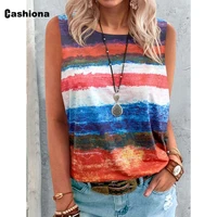 ladies elegant leisure casual tank top sleeveless patchwork tops 2021 new summer beach tees shirt femme clothing plus size s 5xl