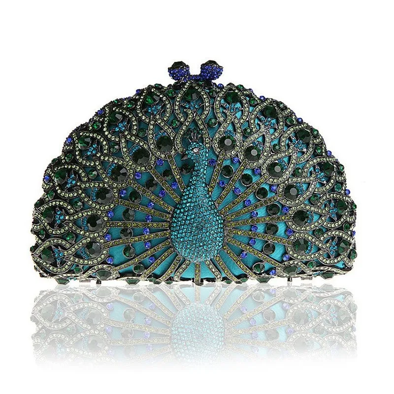 

Diamond bag ladies diamond handbag satchels 2020 new peacock rhinestone bag wispy metal crystal evening bag handmade