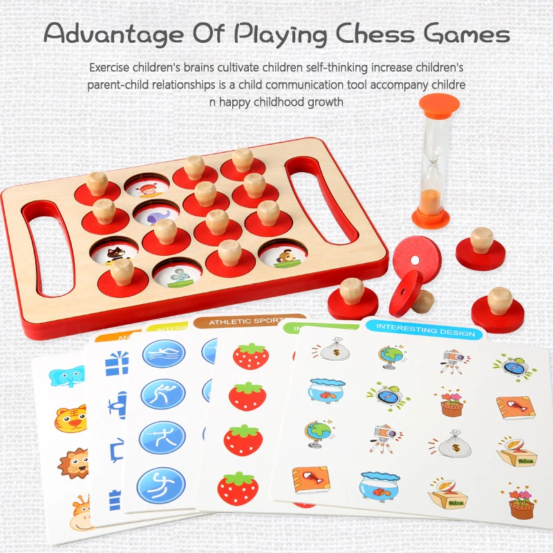 

Деревянные игрушки для раннего развития детей, памятные шахматы, память для обучения, пазл для досуга родителей и детей, настольная игра для...