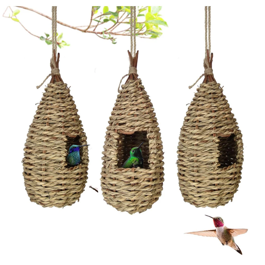 

Pet Accessories Natural Grass Bird Cage Hummingbird Birdhouse for Outside Yard Decor Bird Nest Bird House Pet Furniture