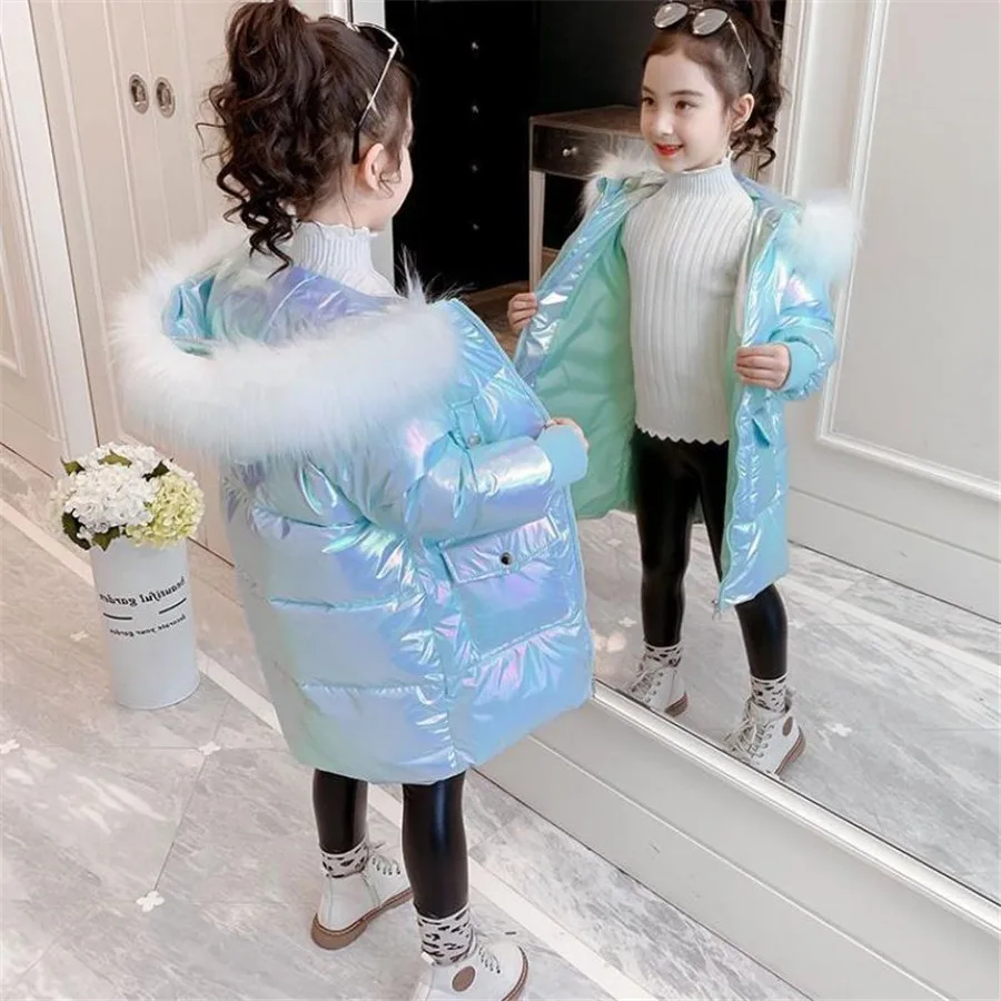 2020 Новые Девушки с длинным стеганая куртка детское зимнее пальто детская теплая