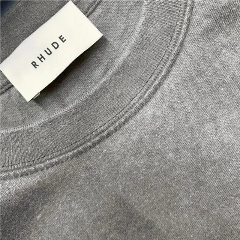 

2021 New Rhude T-shirt Men Women High Quality Vintage Rhude Tee Double Sided Print Tops Make Old Washed Short Sleeve