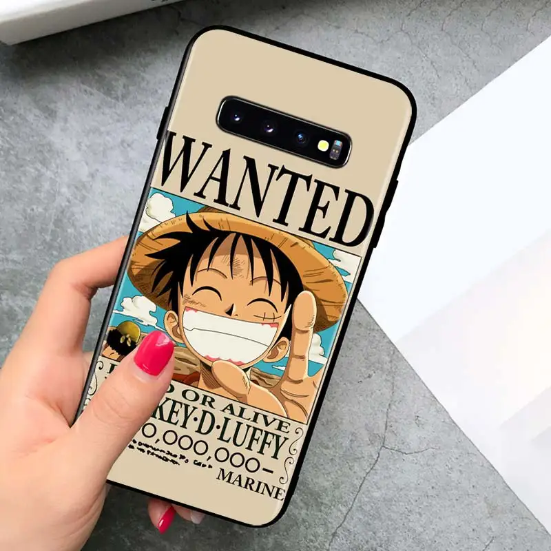 

One Piece Luffy for Samsung Galaxy S21 Ultra Plus Note 20 10 9 8 S10 S9 S8 S7 S6 Edge Plus Black Phone Case