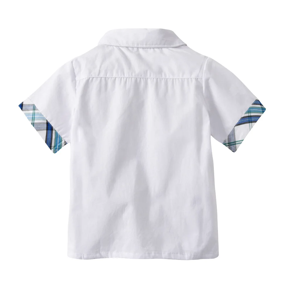 Летние модные рубашки в клетку для маленьких мальчиков 2 3 4 5 6 7 лет белая