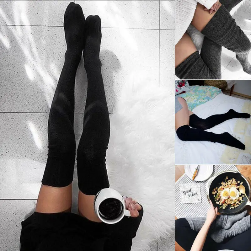 

Meihuida Women Over Knee Soft Comfortable Sexy Stockings Warm Long Boot Knit Thigh-High College stockings