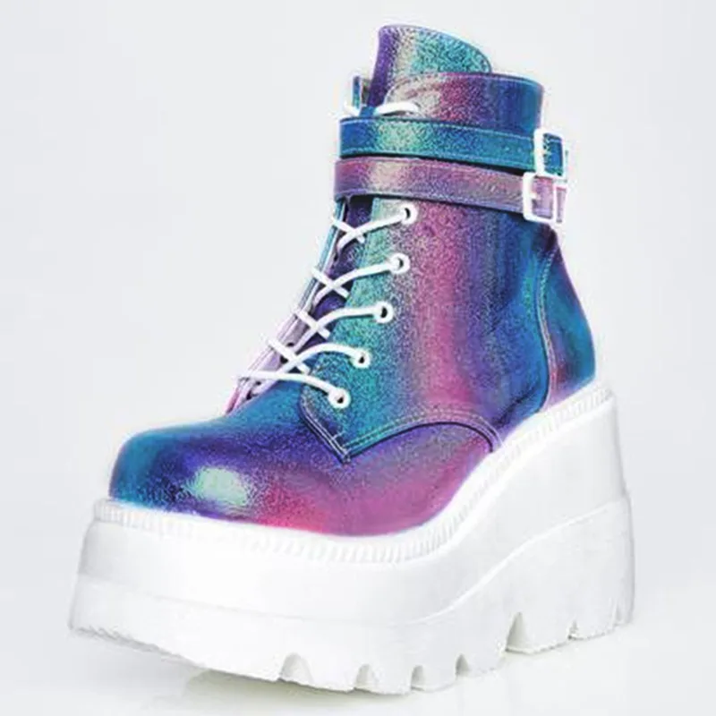 Женская обувь зимние сапоги на нескользящей подошве шнуровке с пряжкой из PU - Фото №1