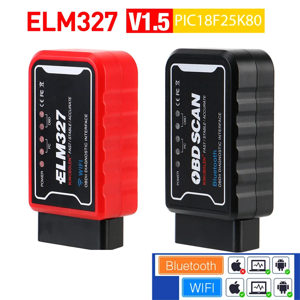 

ELM327 WiFi Bluetooth V1.5 PIC18F25K80 Chip OBDII Diagnostic Tool ELM 327 ICAR2 OBDSCAN OBD2 Code Reader Scanner Car Accessories