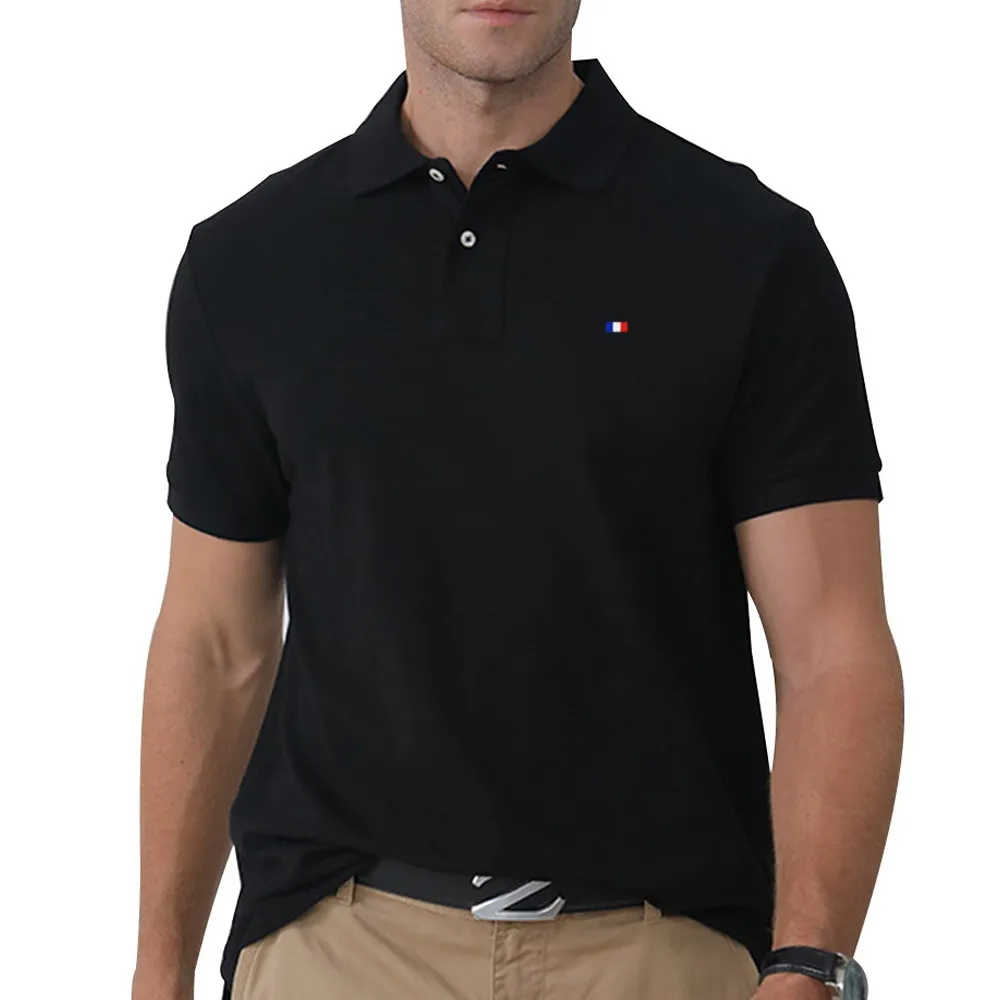 Мужская летняя рубашка-поло из 100% хлопка Повседневная с коротким рукавом модные