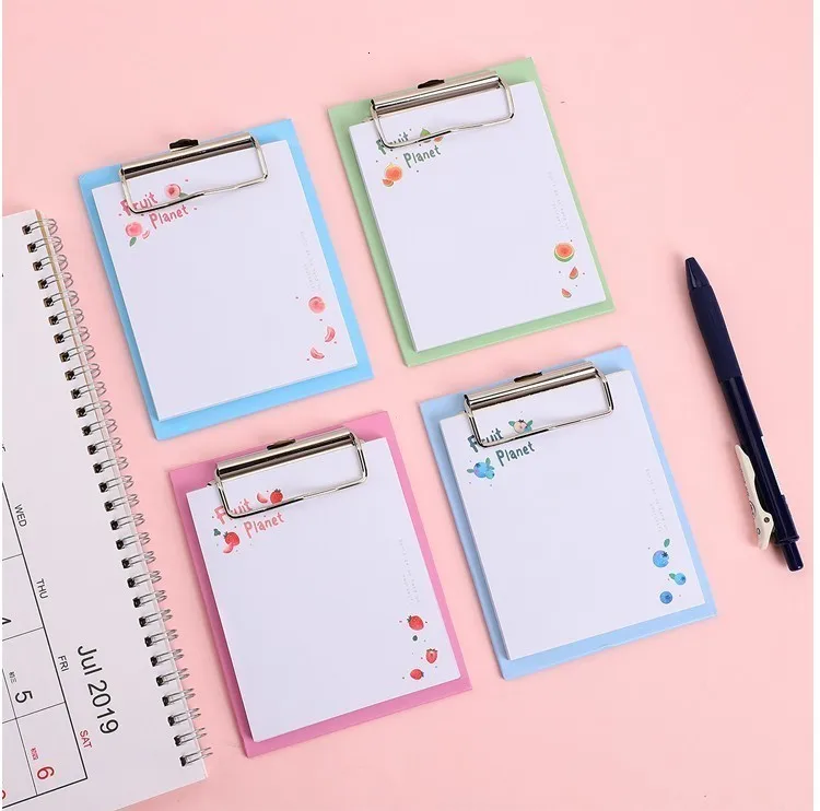 JIANWU Van Gogh Board Clip Sticky Note Clipboard Memo Pads Fruit Notebook Printed Kawaii note pad clip School Office Supplies