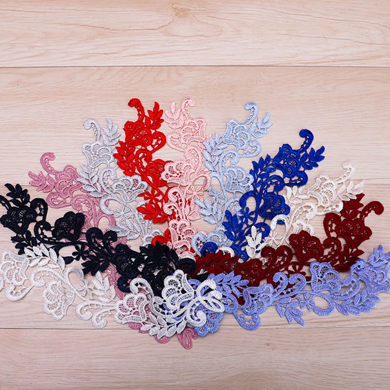 200 шт. дешевая Кружевная аппликация Белый Черный Красный аппликация патч DIY ремесло швейный материал для женщин платье 26X6cm