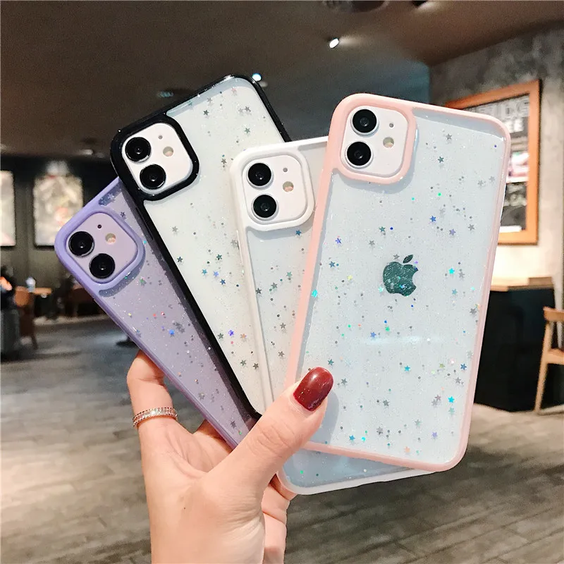Роскошный Блестящий Прозрачный чехол для телефона iPhone 11 12 13 Pro Max Mini X Xs XR 7 8 Plus SE2 2020