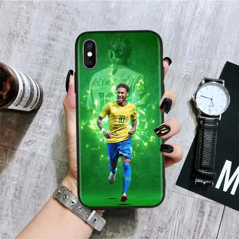 Черный чехол для телефона Neymar с футбольным плеером для Apple IPhone 11 Pro XS MAX XR 7 8 6 6S Plus X 10 Ten 5 5S SE Coque Shell