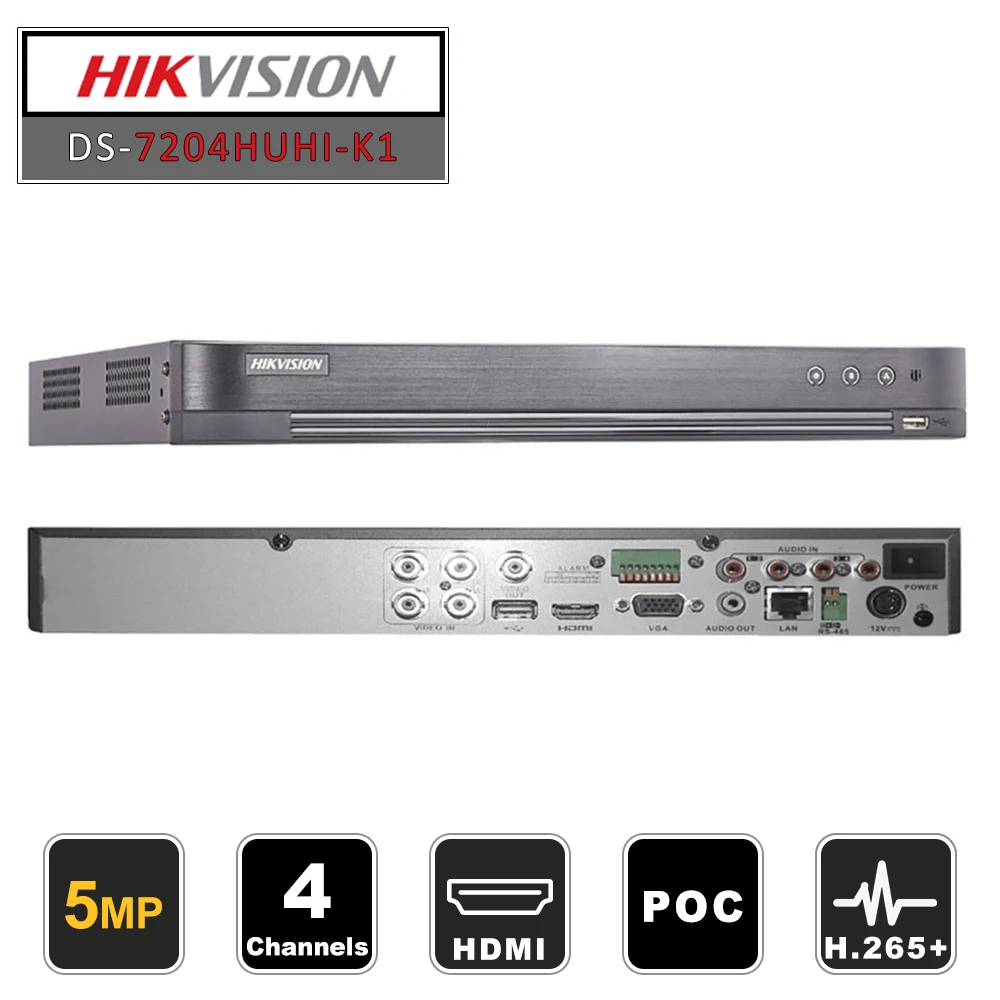 Hikvision Оригинальная версия 4ch/8ch DVR DS-7204HUHI-K1 и DS-7208HUHI-K1 AHD CVI TVI CVBS IP 8MP безопасности DVR для аналоговой камеры