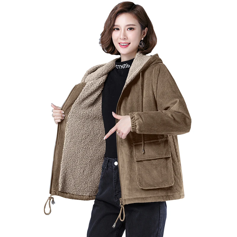 

Женская Вельветовая куртка с длинным рукавом, Осень-зима