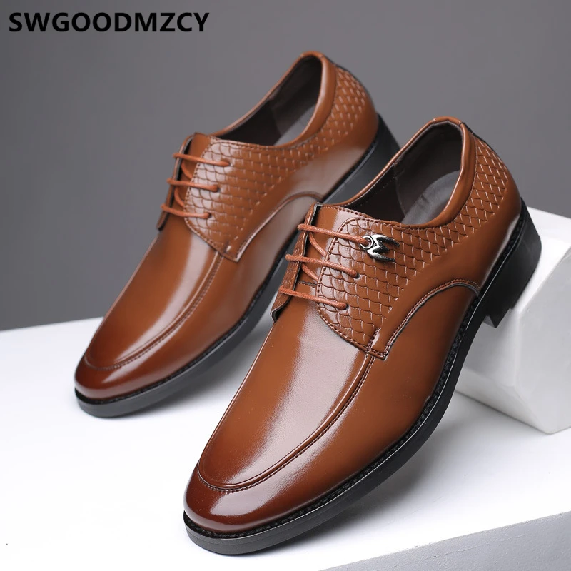 Italian Oxford Men Shoes Black Dressing Shoes For Men Brown Dress Leather Shoes Men Office Fashion Chaussure Mariage Homme 2023