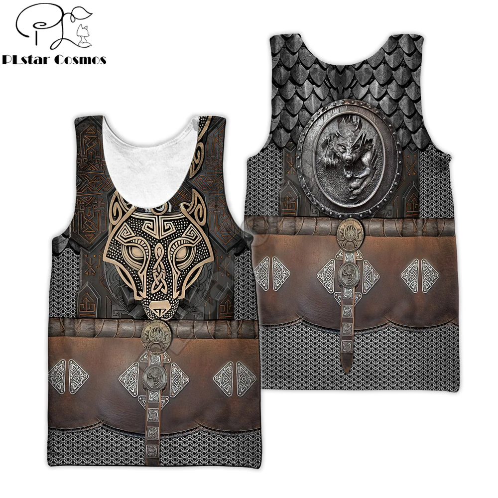 

Vikings Armor Wolf Tattoo 3D Printed Men vest Summer Harajuku Sleeveless T-shirt Unisex Casual Polyester Tank Tops BX-53