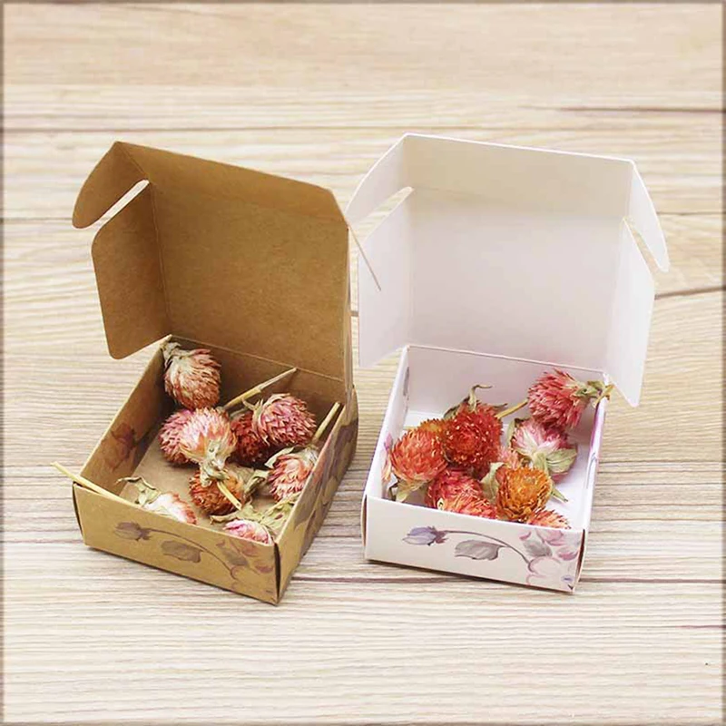 

10pc DIY THANK YOU Gifts Packag Vintage Kraft Flower Gifts Box Packaging Forparty Cardboard