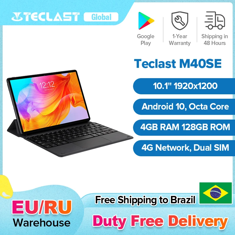 

Teclast M40SE 10.1 Inch 1920x1200 Tablet Android 10.0 Octa Core 4GB RAM 128GB ROM 4G Network&Call Dual SIM Type-C 2MP&5MP GPS