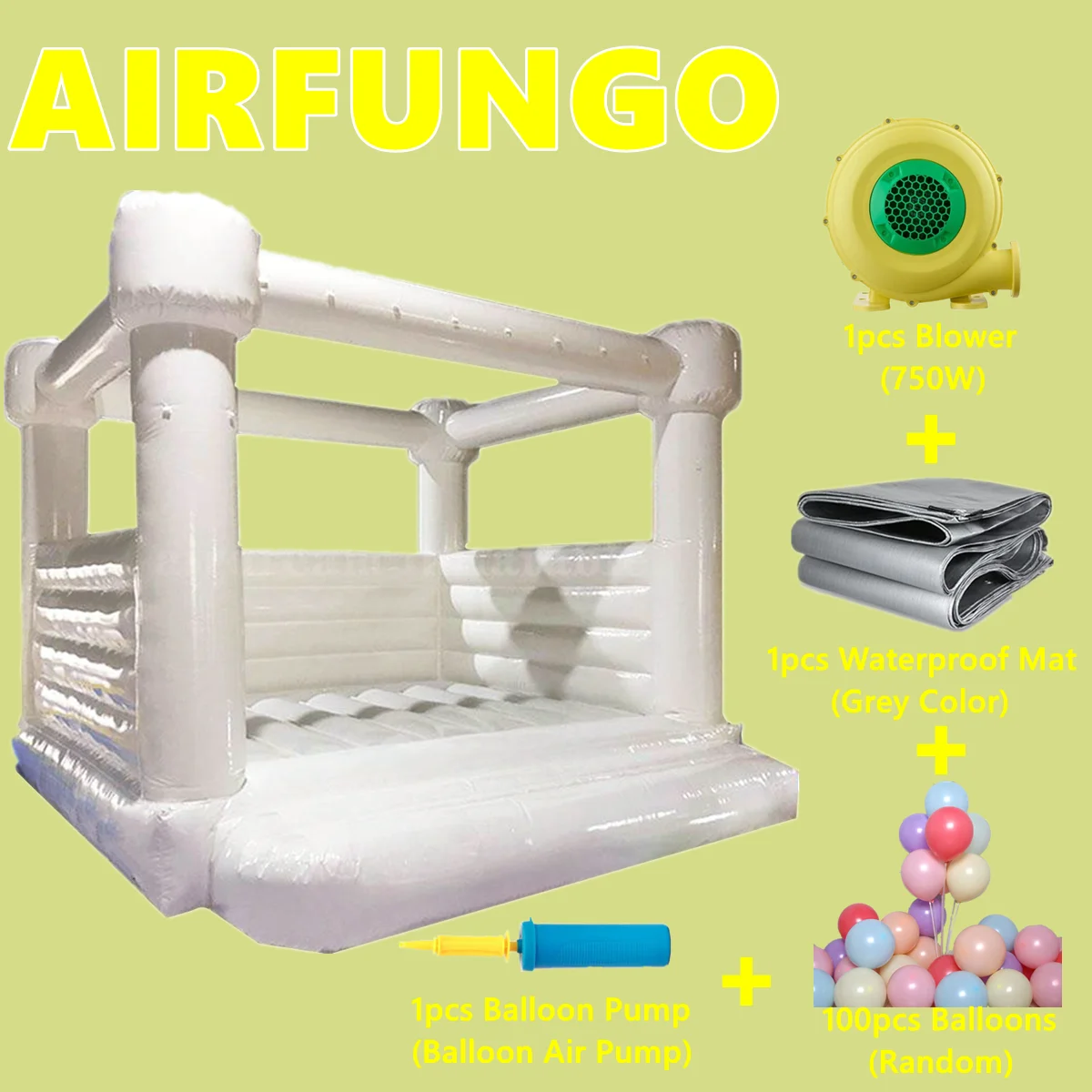 Лидер продаж 4x4 м белый надувной Свадебный батут замок-домик/прыгающая луна