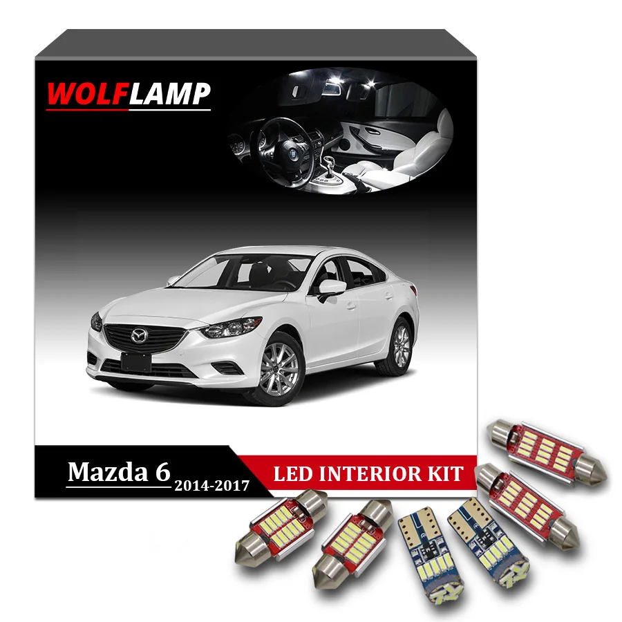 Wolflamp 13 шт. белый лед синий Canbus светодиодный лампы для декора автомобиля для- Mazda 6 карта багажник свет купол лампа номерной знак лампа