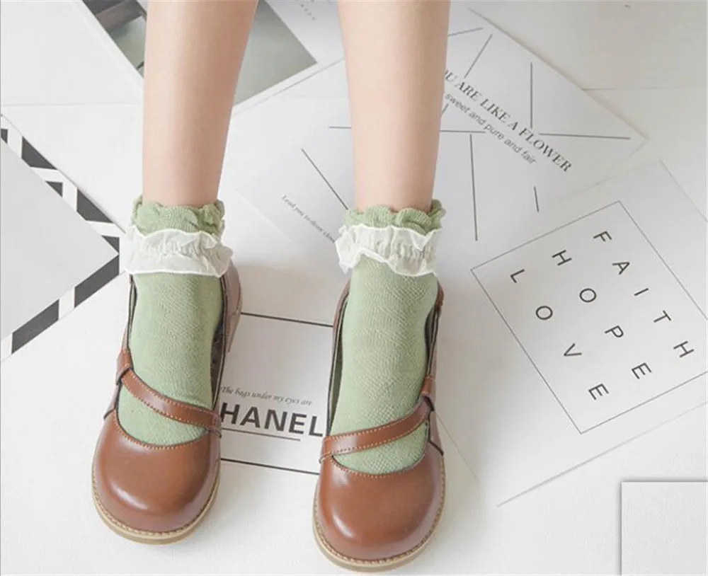 Носки женские кружевные хлопковые разных цветов B422 | Тематическая одежда и