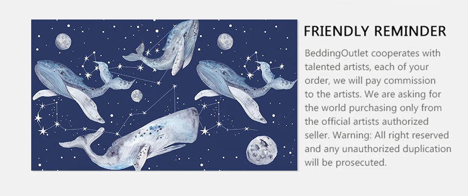 BeddingOutlet Whale Bedding Set Sea Animals Comforter Cover Universe Watercolor Home Textiles Constellation Stars Bed Set 3pcs