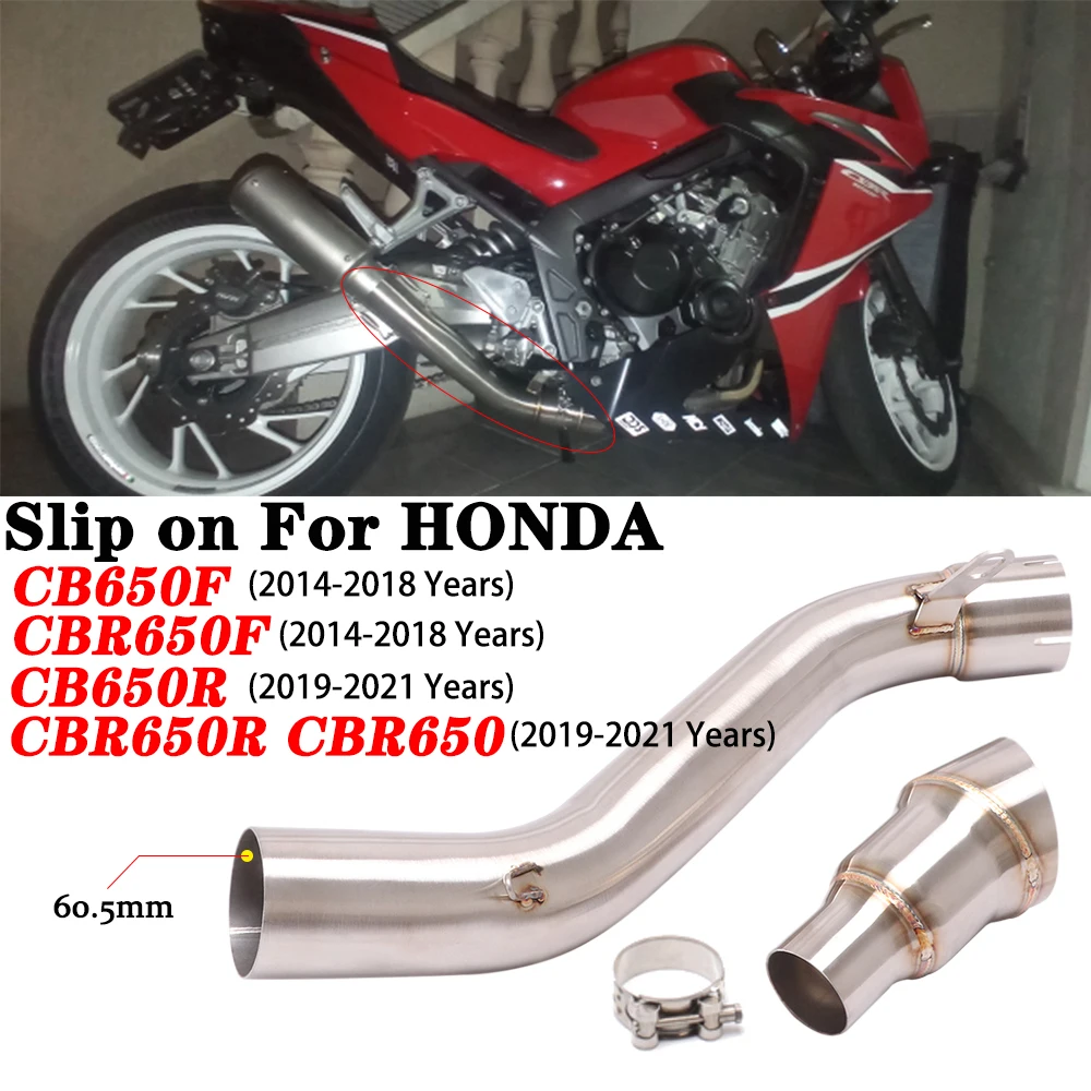 

For HONDA CB650F CBR650F 2014-2018 CB650R CBR650R CBR650 2019-2021 Motorcycle Exhaust Escape Moto Muffler Middle Link Pipe 60mm