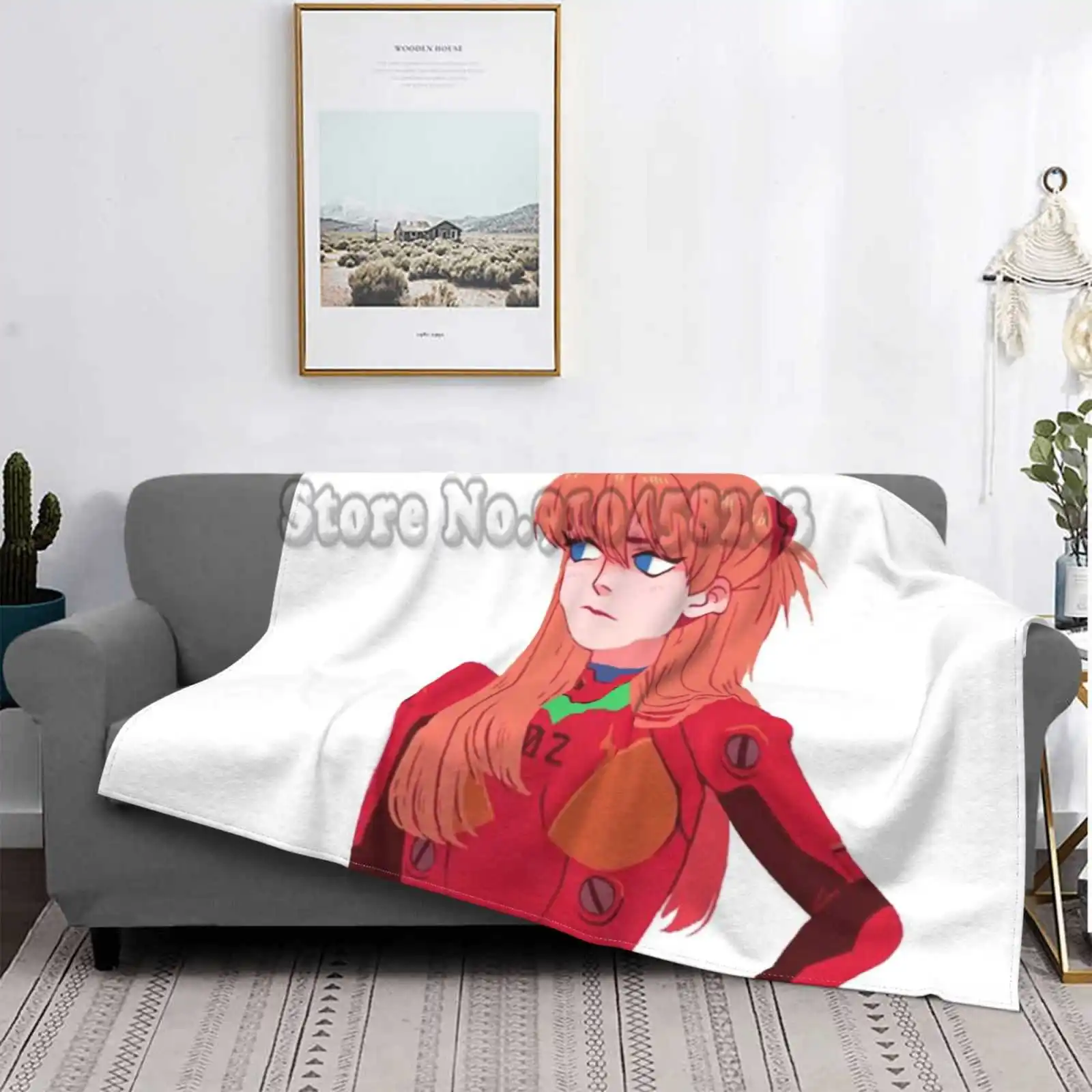 Стикер для дивана Asuka Langley дизайнерское удобное теплое фланелевое одеяло Аниме Eva