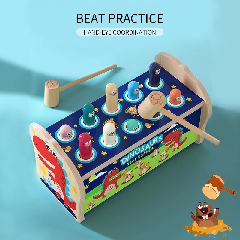 

Large Hidden Mouse Wood Puzzle Toys Children's Early Education Hitting Colloid Hand Eye Coordination, Brain Development