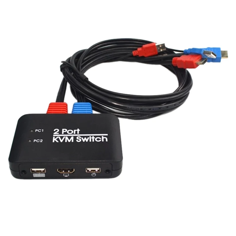 2 порта USB HD KVM переключатель для двух мониторов клавиатура мышь Поддержка