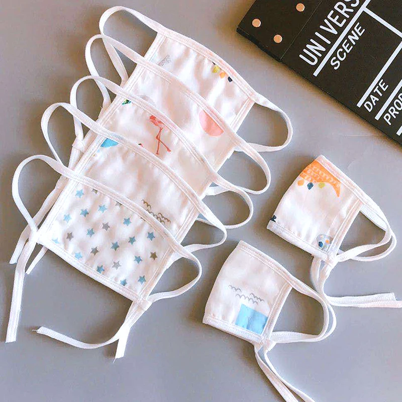 Хлопковая 8 слоев марли Ветрозащитная маска для лица Детские маски теплые милые