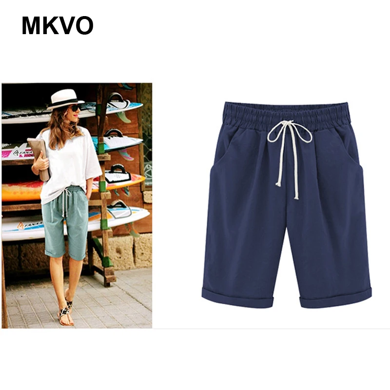 8XL Летние повседневные женские брюки-Капри хлопковые эластичные брюки с высокой