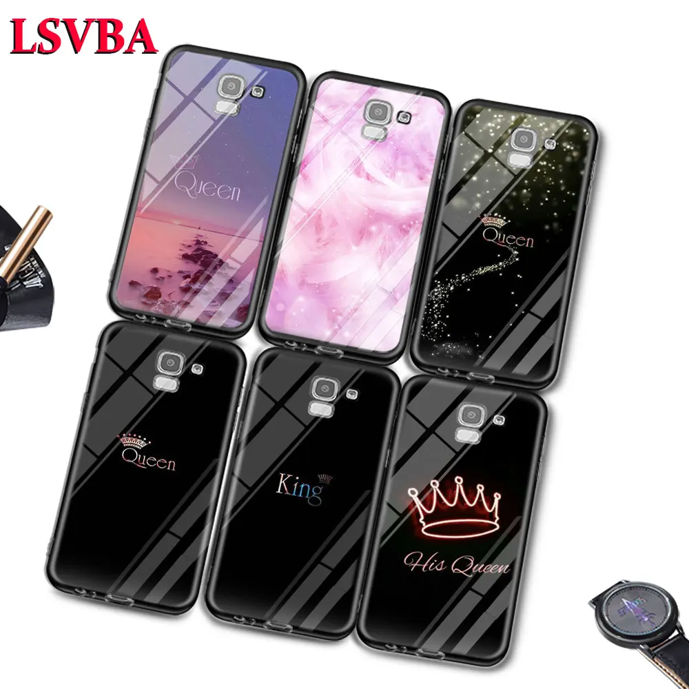 Чехол King Queen с перьями для Samsung Galaxy J2 J3 J4 J5 J6 J7 Plus Core 2018 2017 2016 суперъяркий глянцевый
